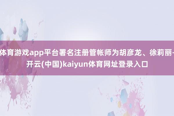 体育游戏app平台署名注册管帐师为胡彦龙、徐莉丽-开云(中国)kaiyun体育网址登录入口