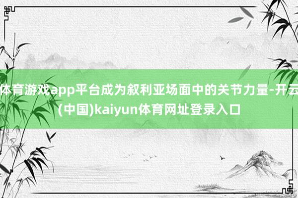 体育游戏app平台成为叙利亚场面中的关节力量-开云(中国)kaiyun体育网址登录入口