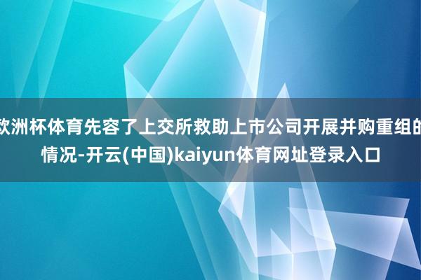 欧洲杯体育先容了上交所救助上市公司开展并购重组的情况-开云(中国)kaiyun体育网址登录入口